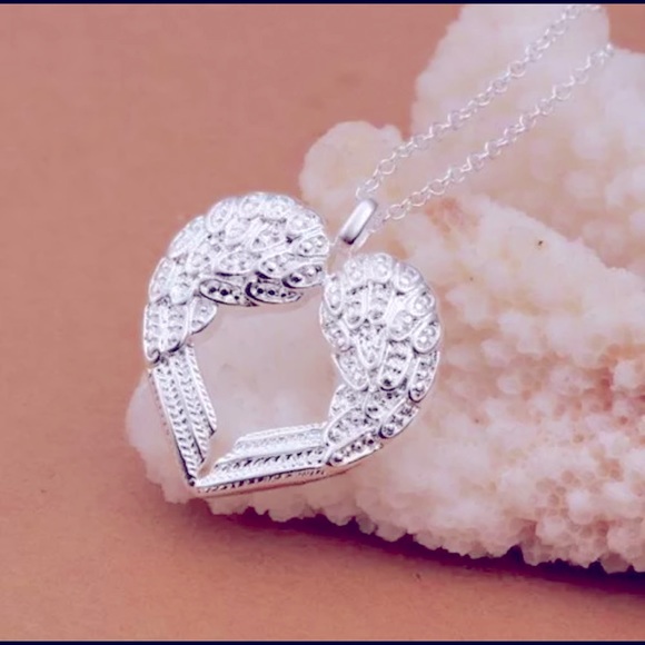 FREE SHIPPING NEW 925 Silver Angel Wings Necklace - Picture 3 of 3